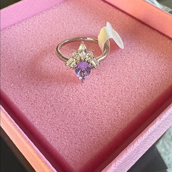 RBP2965 Main Stone: Lab Created  Amethyst Materials: Rhodium Plate Ring Sz 8 - Picture 2 of 8